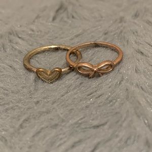 Heart & Bow Ring Set